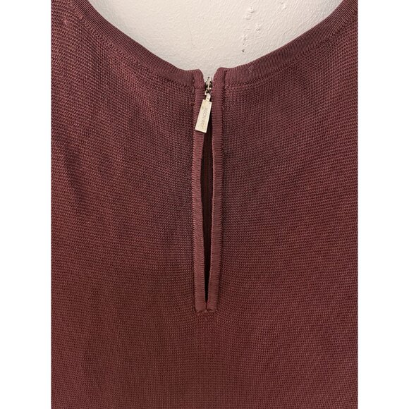 Women's Jason Wu Burgundy Short Sleeve Fit Flared Knit Dress size large Dark Aca - Picture 6 of 7